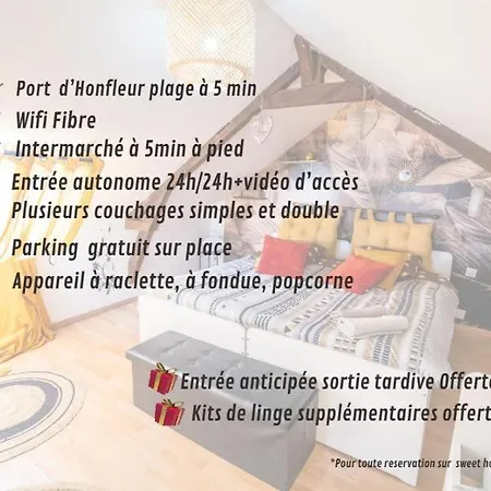 Апартаменты Le Cocon Climatise Parking 10min Онфлёр